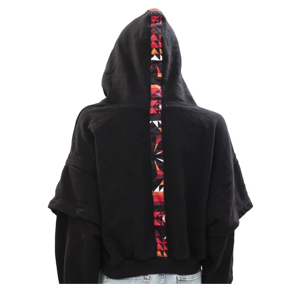 Free People Snow Flow Hoodie sweatshirt Top Printed Stripe Ribbed XS NEW 274837 - Picture 10 of 12